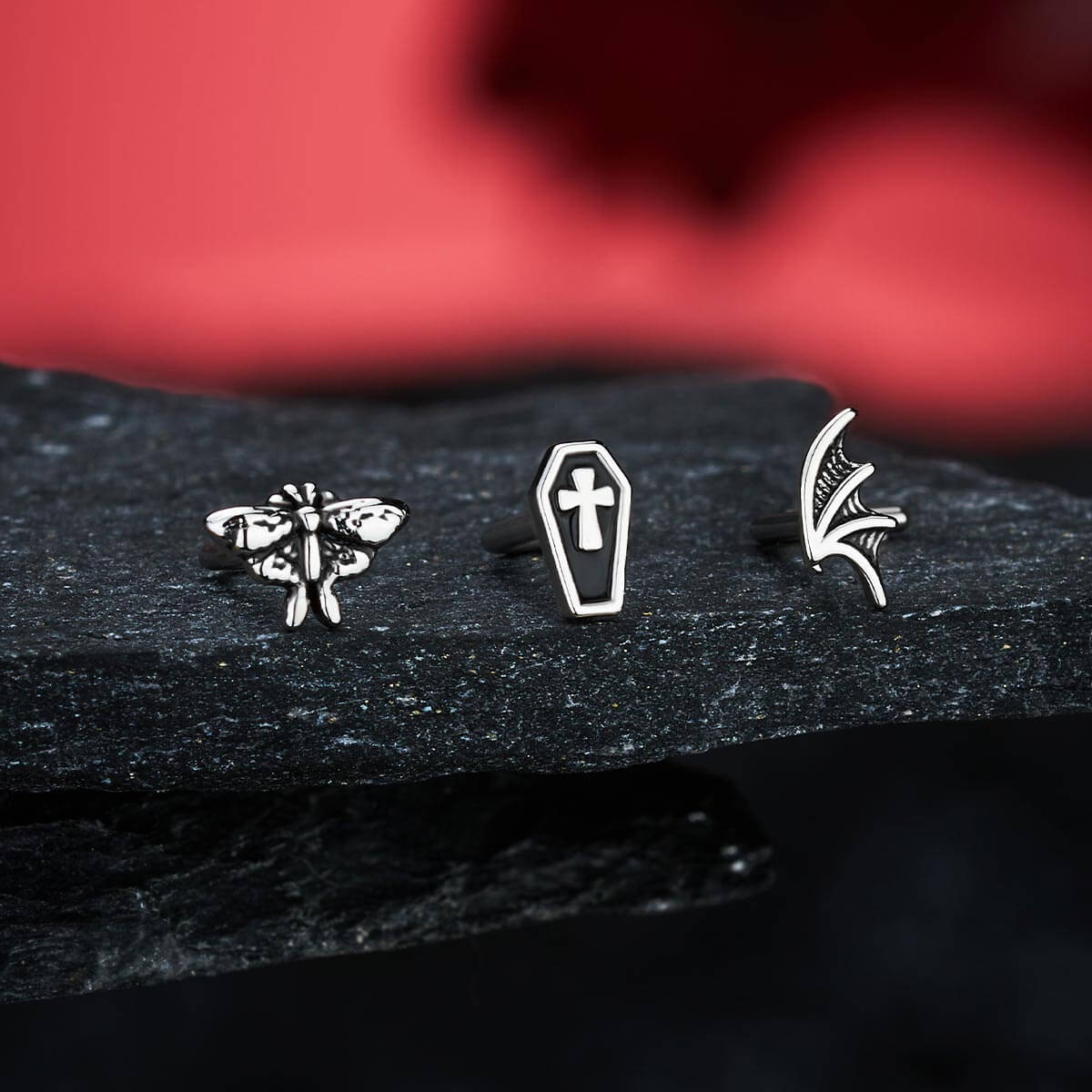 3PCS Coffin/MothBat/Wing Nose Studs Set