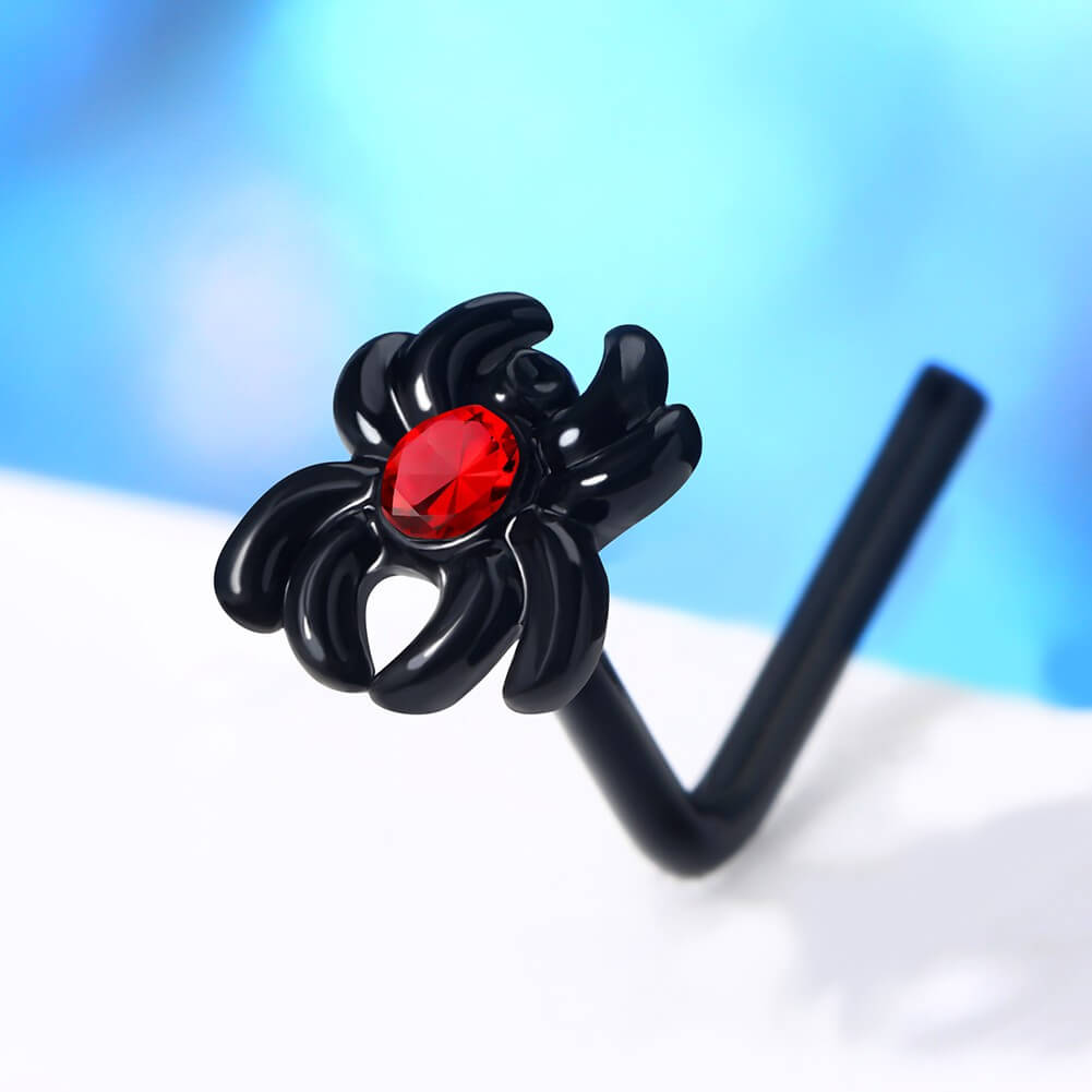 3PCS Black & Red Spider Nose Stud Set