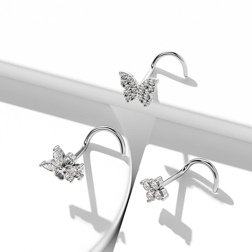 3PCS ButterflyFlower Nose Stud Set