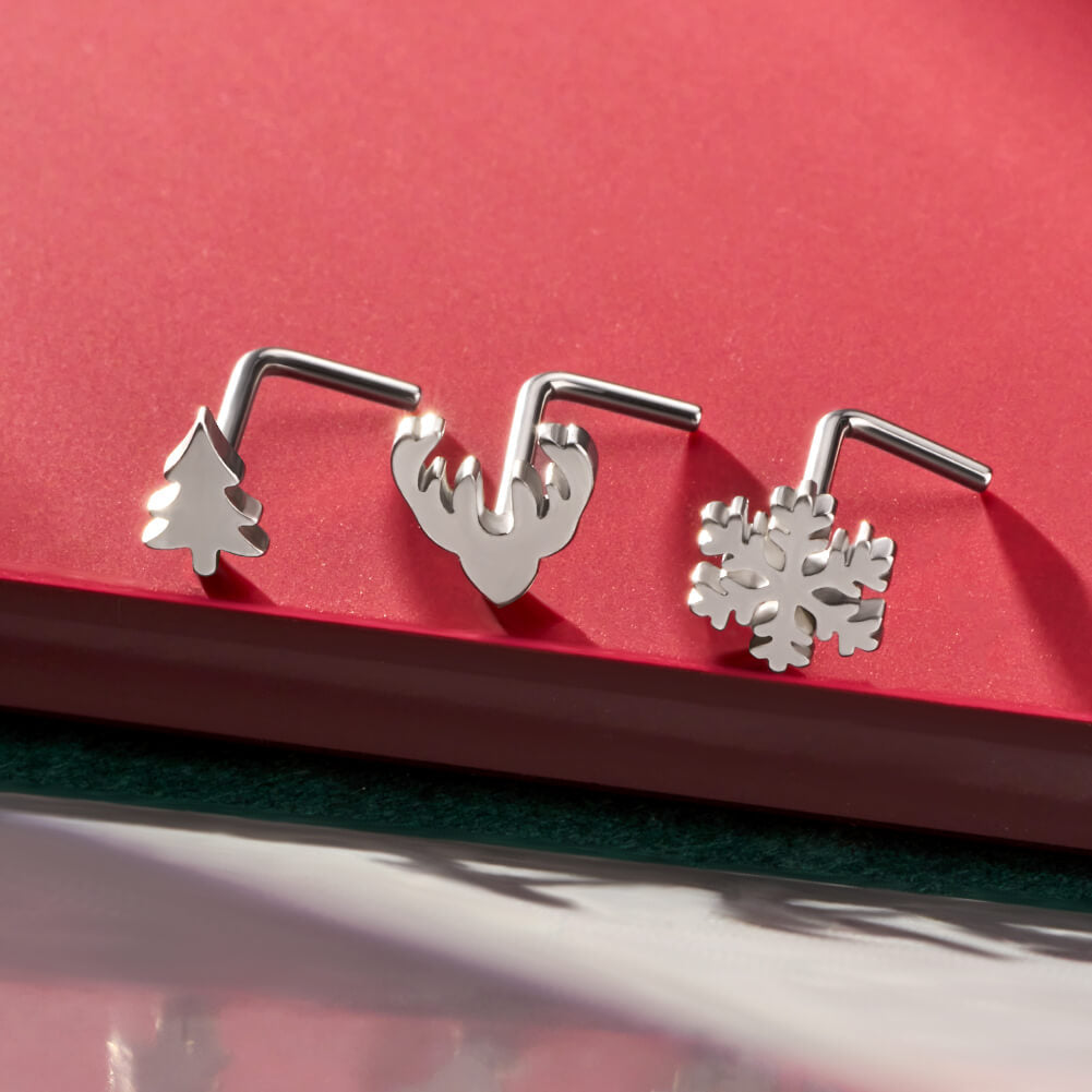 3PCS Reindeer/Tree/Snowflake Christmas Nose Stud