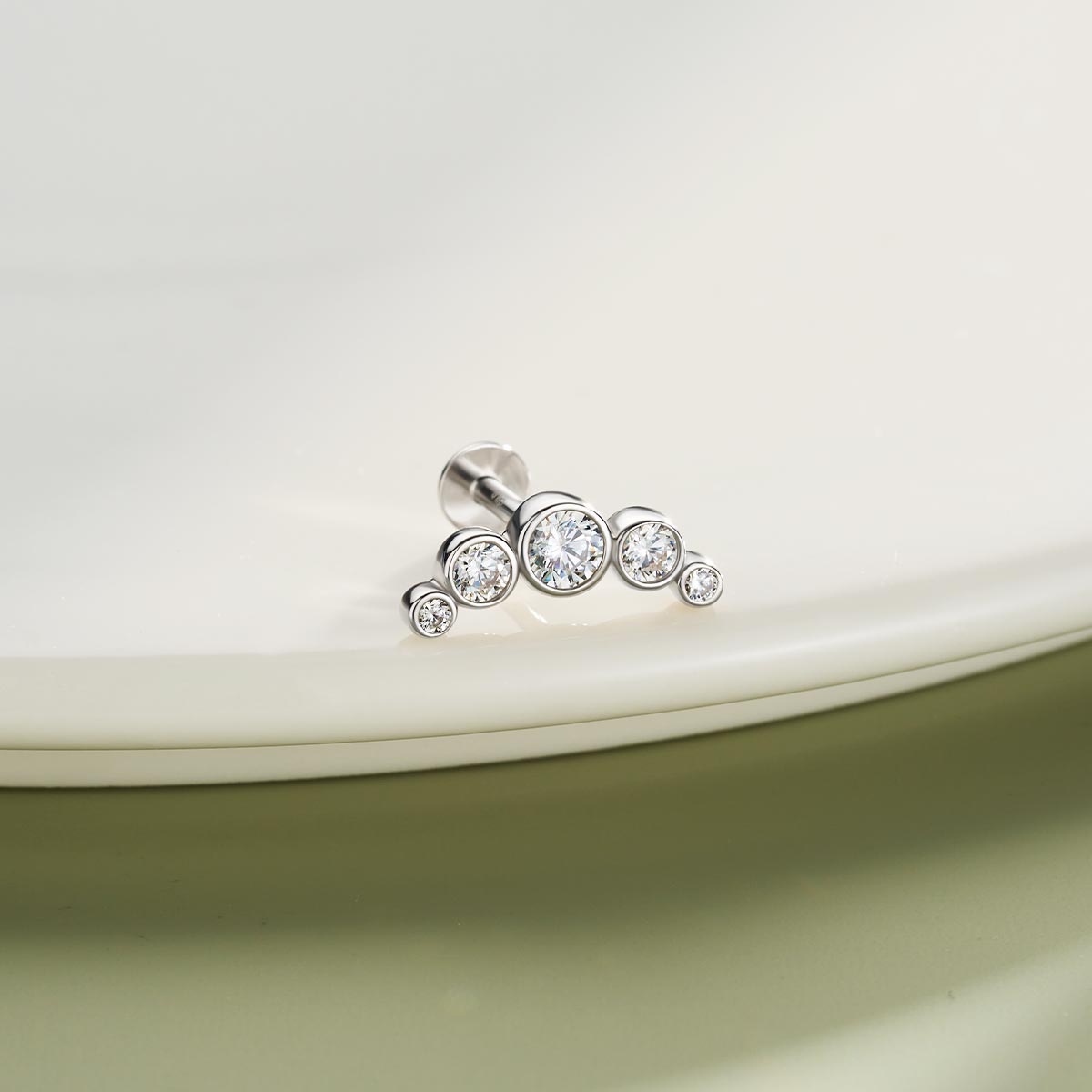 Arc CZ Internally Threaded S925 Helix Stud