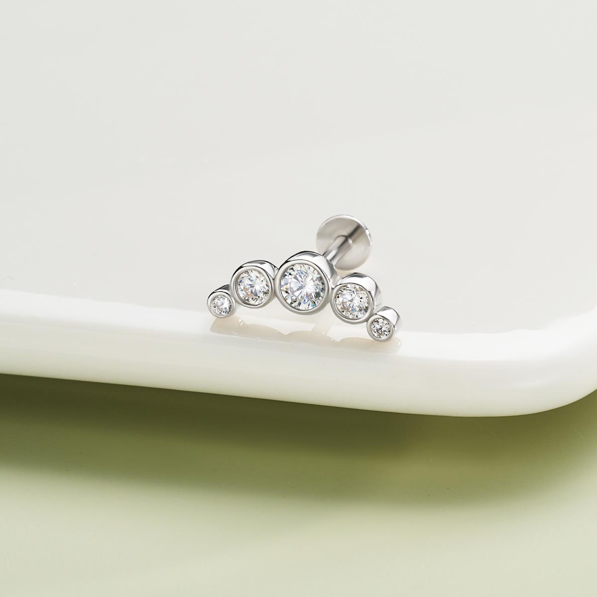 Arc CZ Internally Threaded S925 Helix Stud