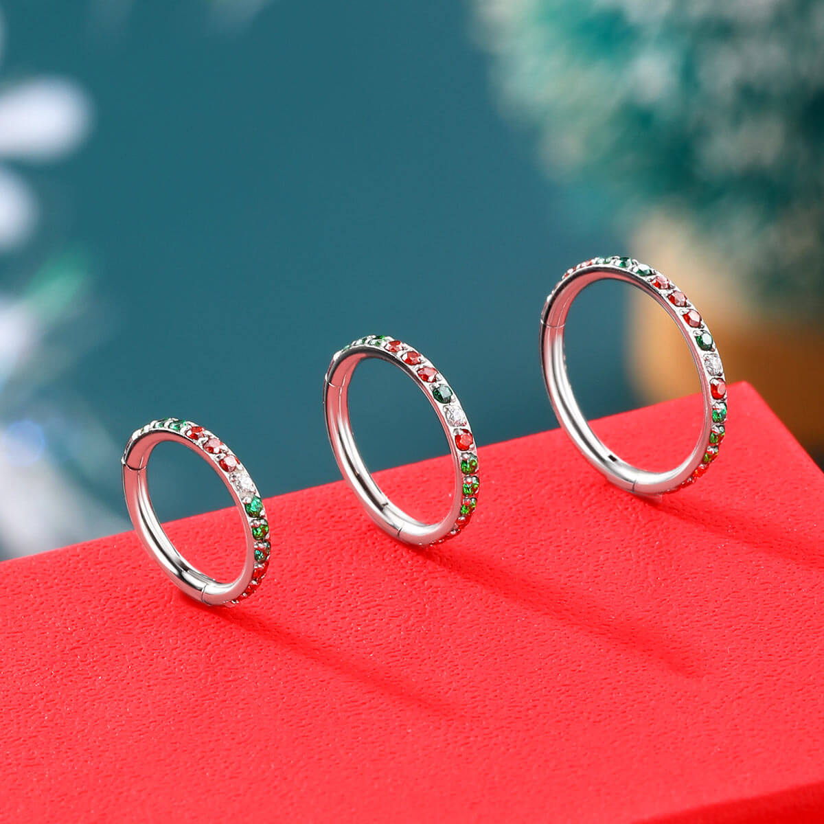 18G Christmas Combo Segment Nose Ring
