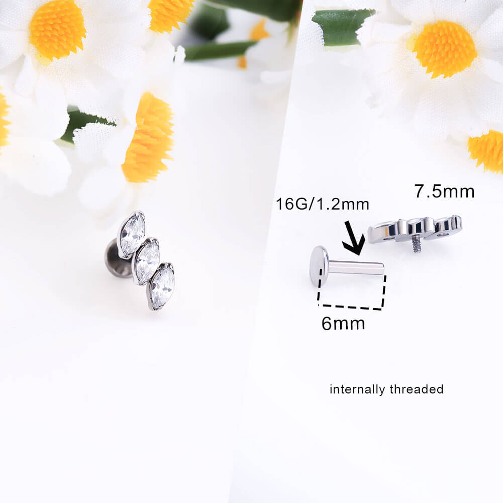 Windmill CZ Internally Threaded Titanium Helix Stud