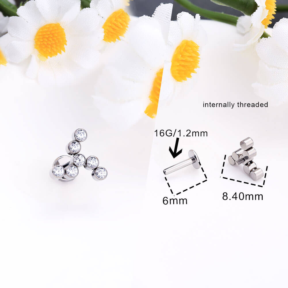 Windmill CZ Internally Threaded Titanium Helix Stud