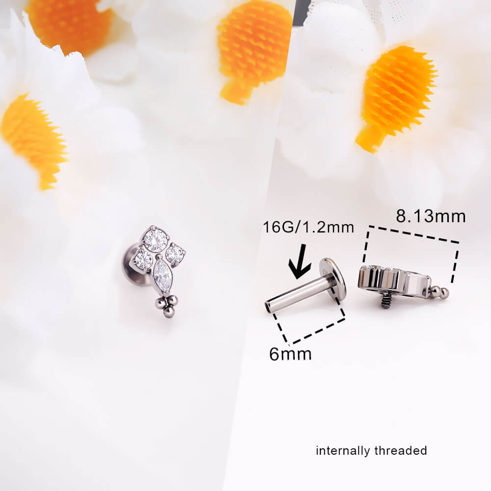 Windmill CZ Internally Threaded Titanium Helix Stud