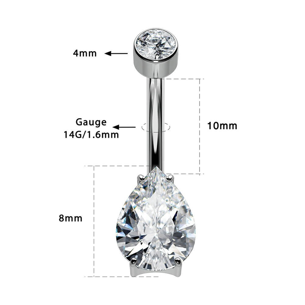 Waterdrop CZ Titanium Belly Ring