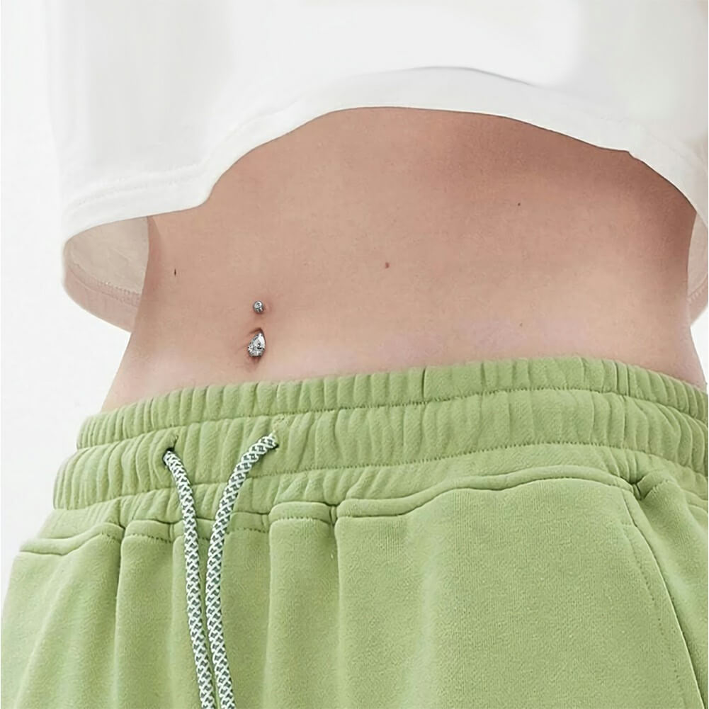Waterdrop CZ Titanium Belly Ring