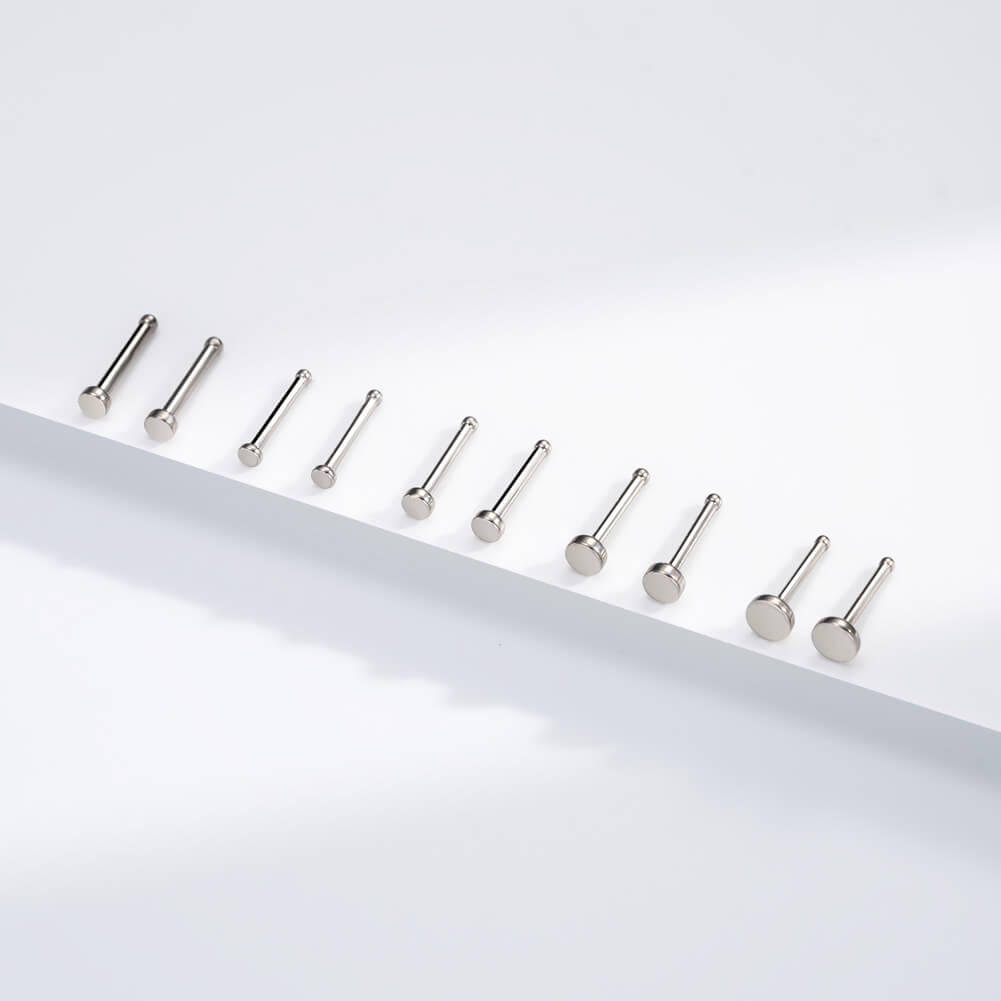 2PCS Flat Top Titanium Nose Stud Set