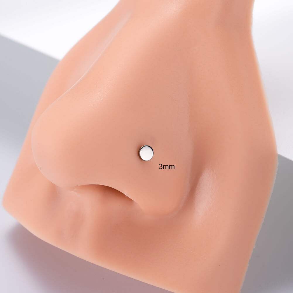 2PCS Flat Top Titanium Nose Stud Set