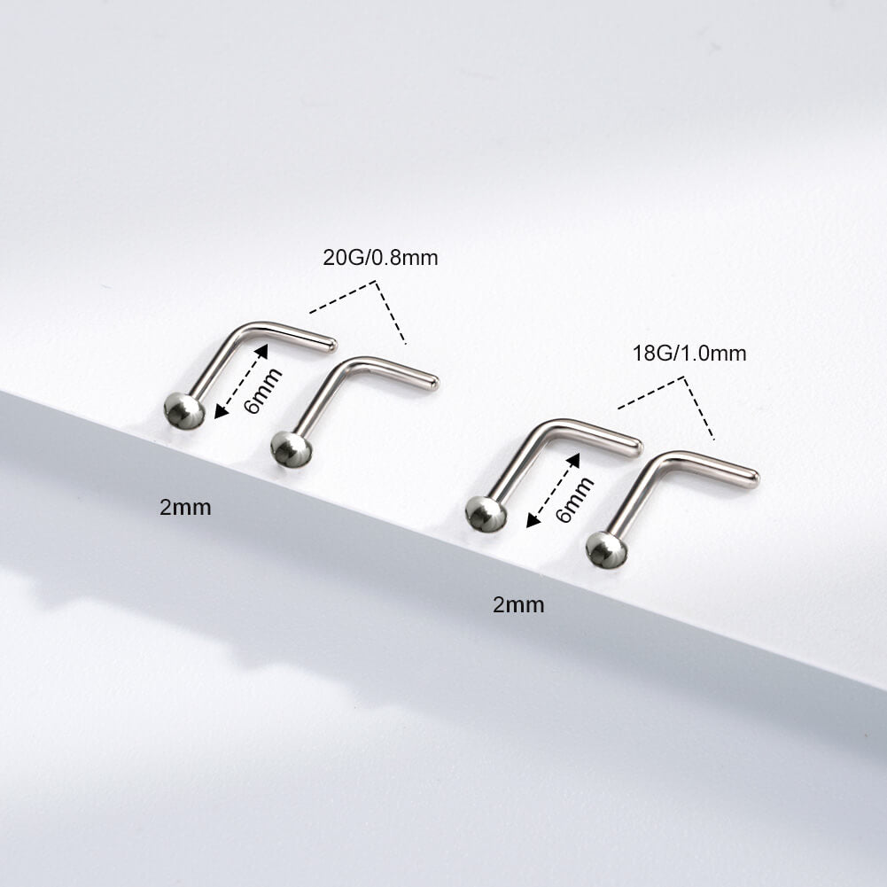 2PCS HalfBall Top Titanium Nose Stud Pack