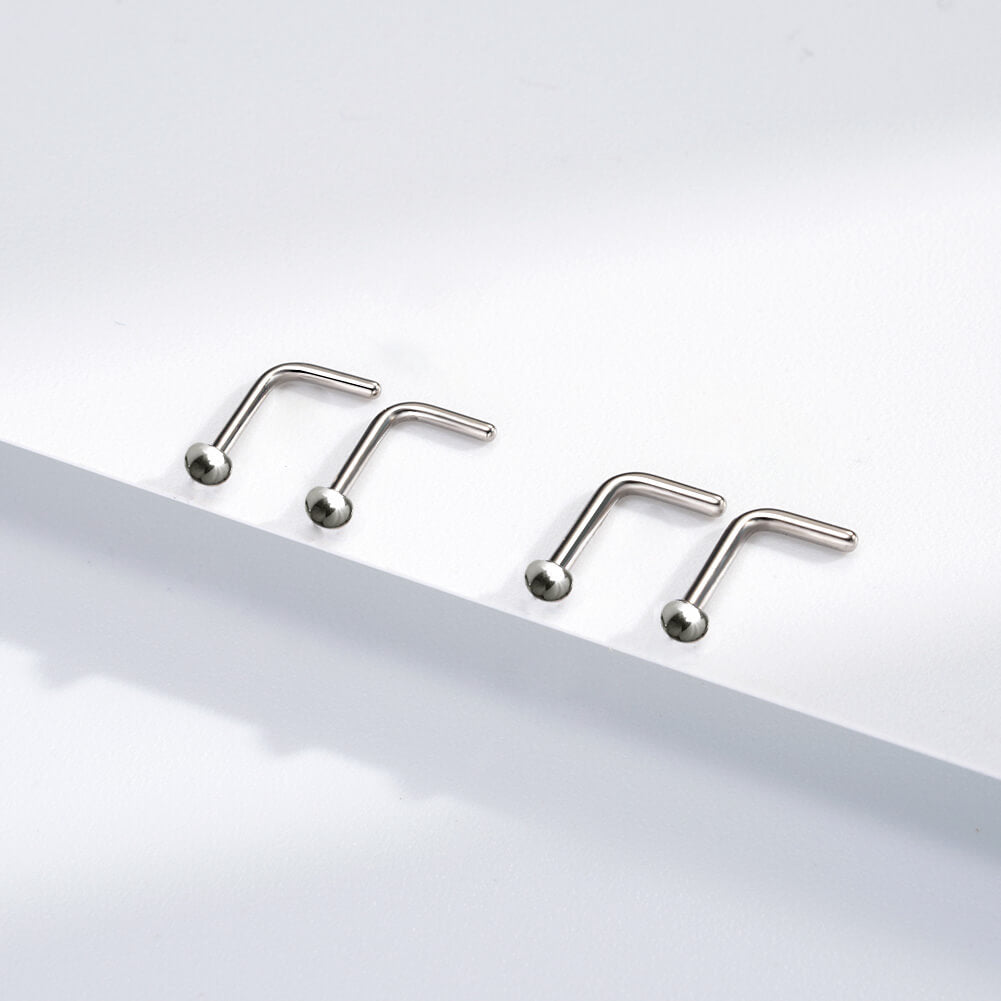 2PCS HalfBall Top Titanium Nose Stud Pack