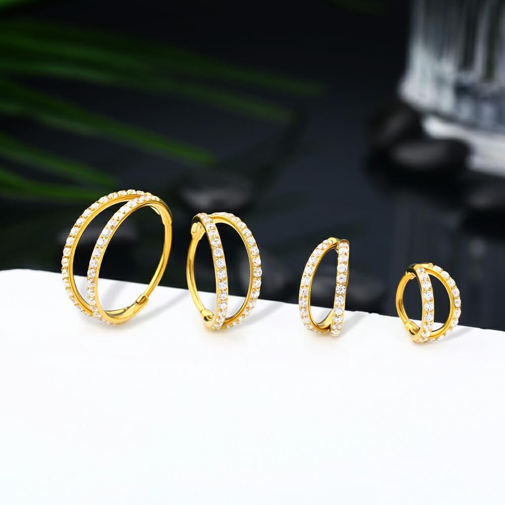20G Double Hoop CZ Titanium Nose Ring