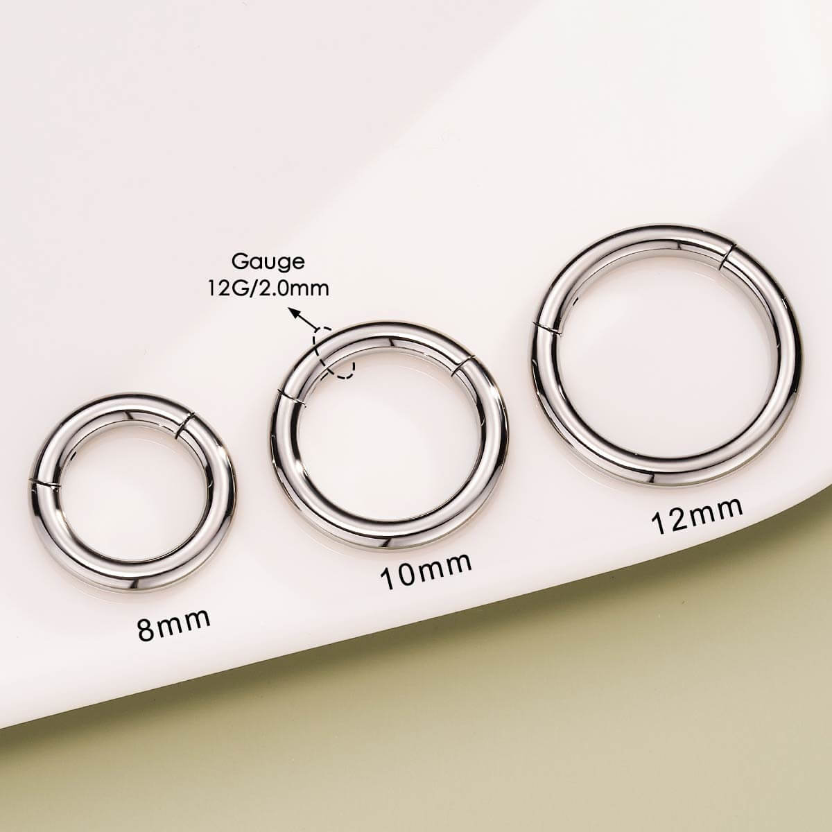 12G Septum Ring Titanium Hinged Segment Hoop