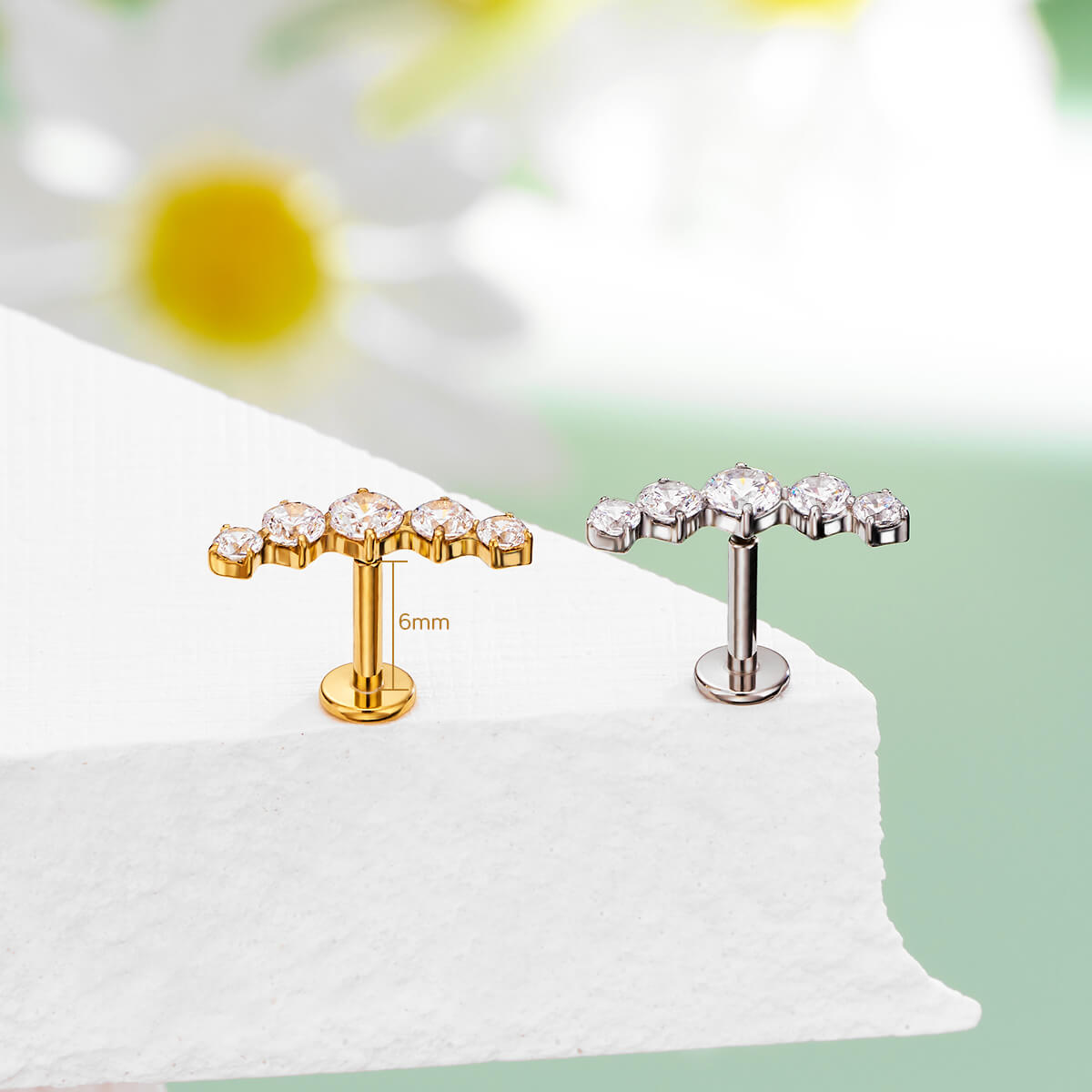 Arc CZ Threadless Push Pin Cartilage Stud