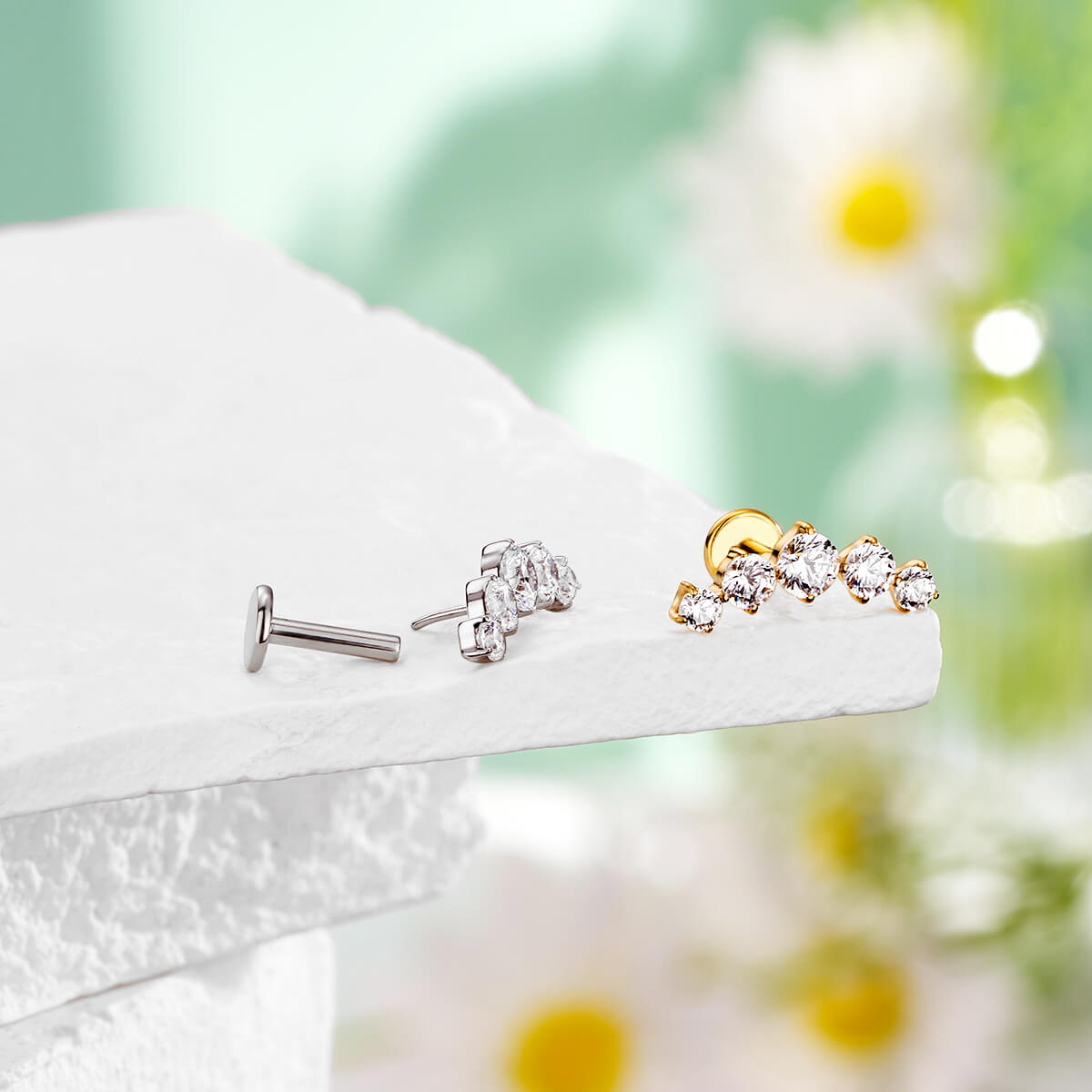 Arc CZ Threadless Push Pin Cartilage Stud