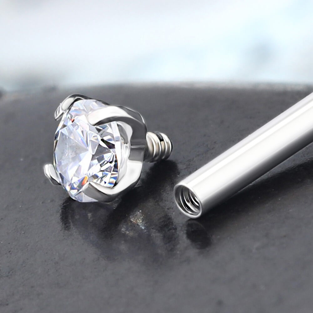4PCS Opal CZ Internally Threaded Labret Stud