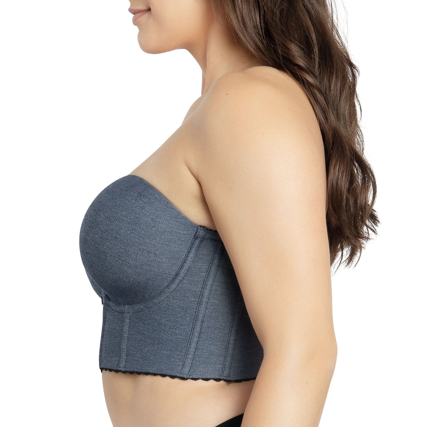 PARFAIT Dolly Denim P50118 Women's Longline Strapless Bustier - Dark Blue Denim