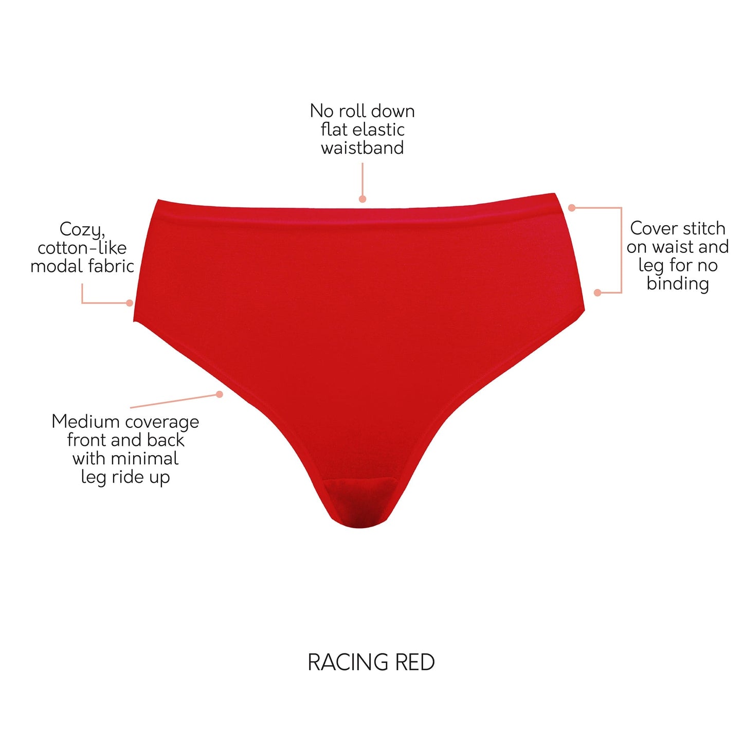 PARFAIT Cozy Hipster PP504 Cotton Like fabric Full Coverage - Racing Red