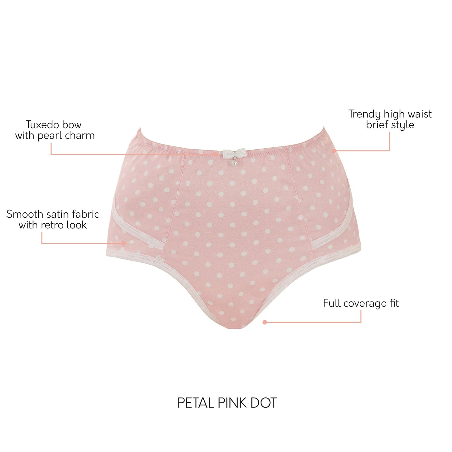 PARFAIT Charlotte 6917 Women's Full Figured Curvy High Waist Brief Vintage - Petal Pink Dot