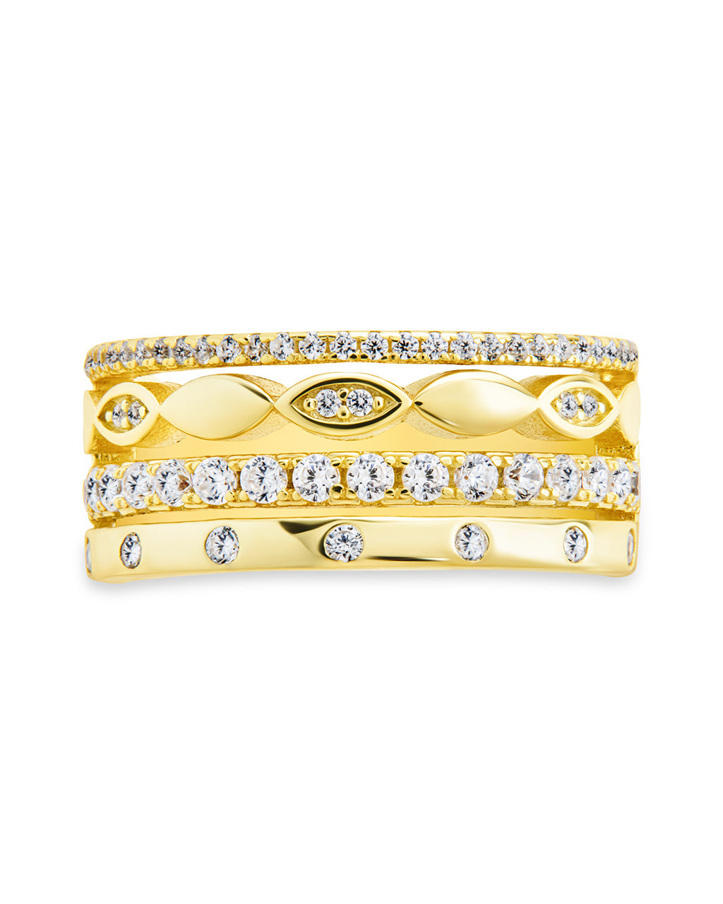 Sterling Silver Clarke CZ Stacked Evil Eye Ring
