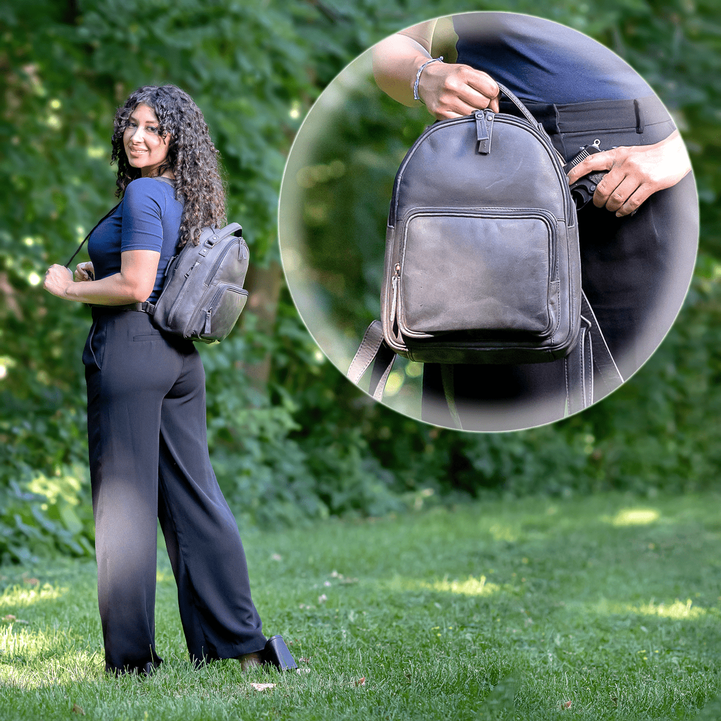 Concealed Carry Reese Unisex Leather Backpack