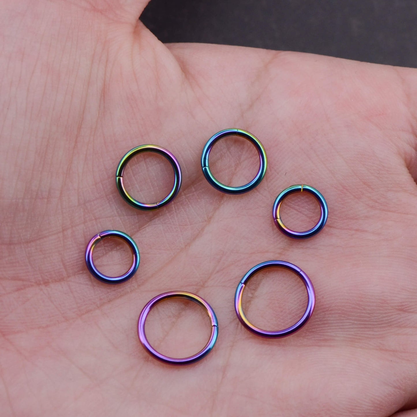 2PCS Rainbow Hinged Segment Cartilage Rings