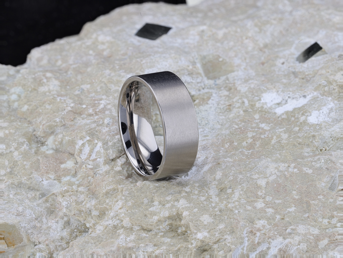SOLAR Flat Profile Brushed Finish Men’s Titanium Wedding Band – 6mm & 8mm