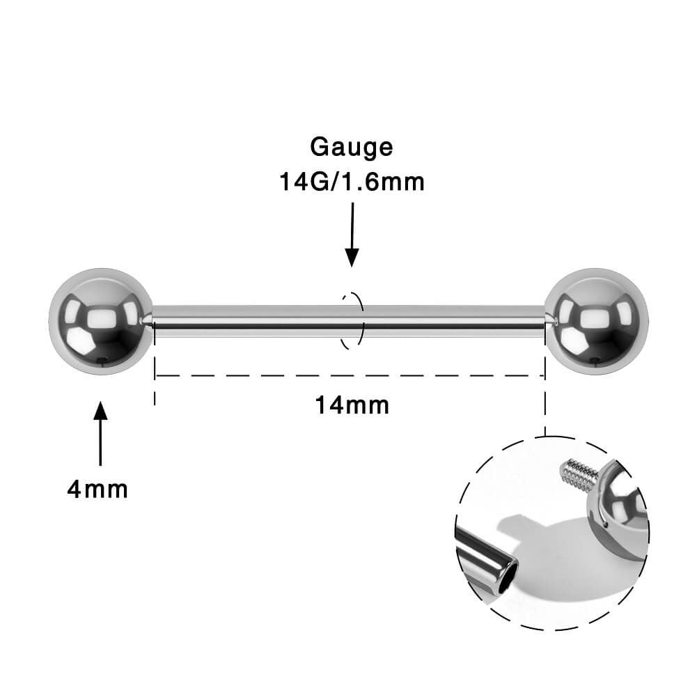 2PCS Internally Threaded Titanium Nipple Rings Pack