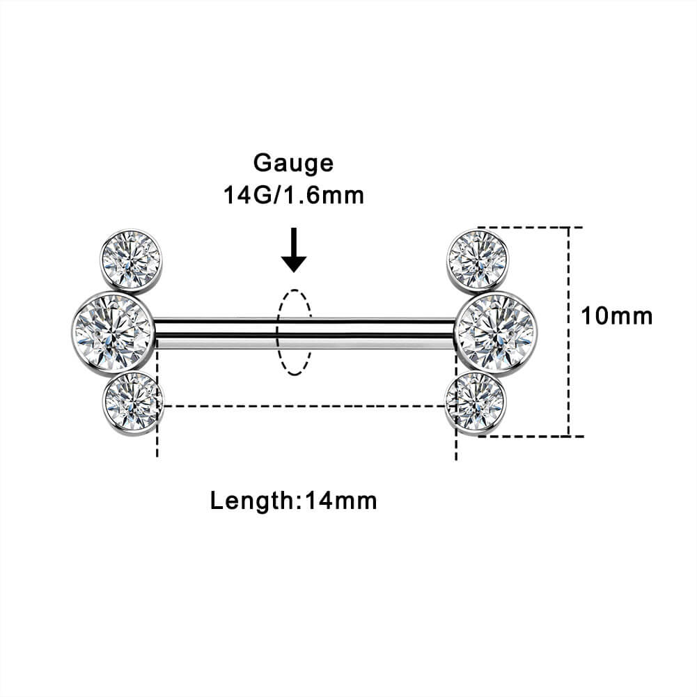 2Pcs Internally Threaded Titanium Nipple Barbell Pair