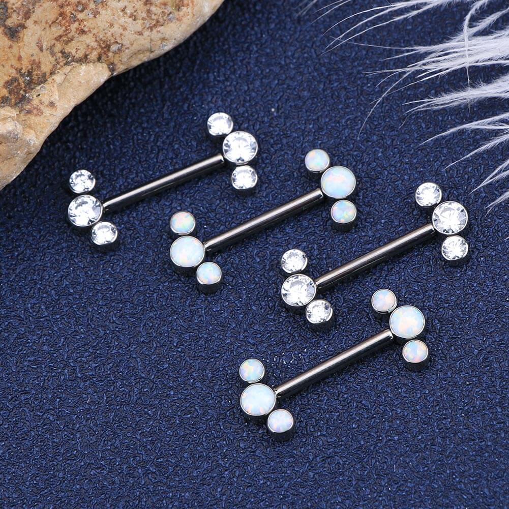2Pcs Internally Threaded Titanium Nipple Barbell Pair