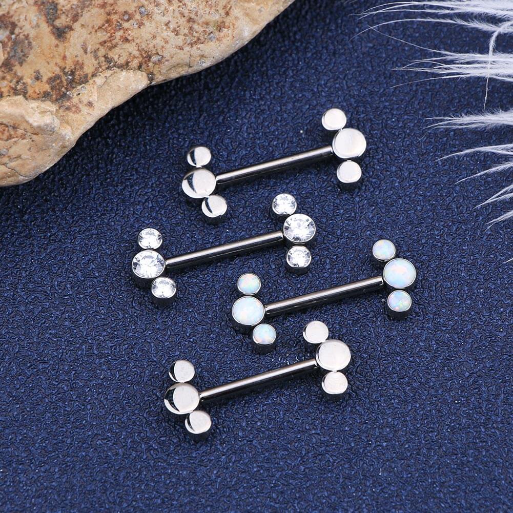 2Pcs Internally Threaded Titanium Nipple Barbell Pair