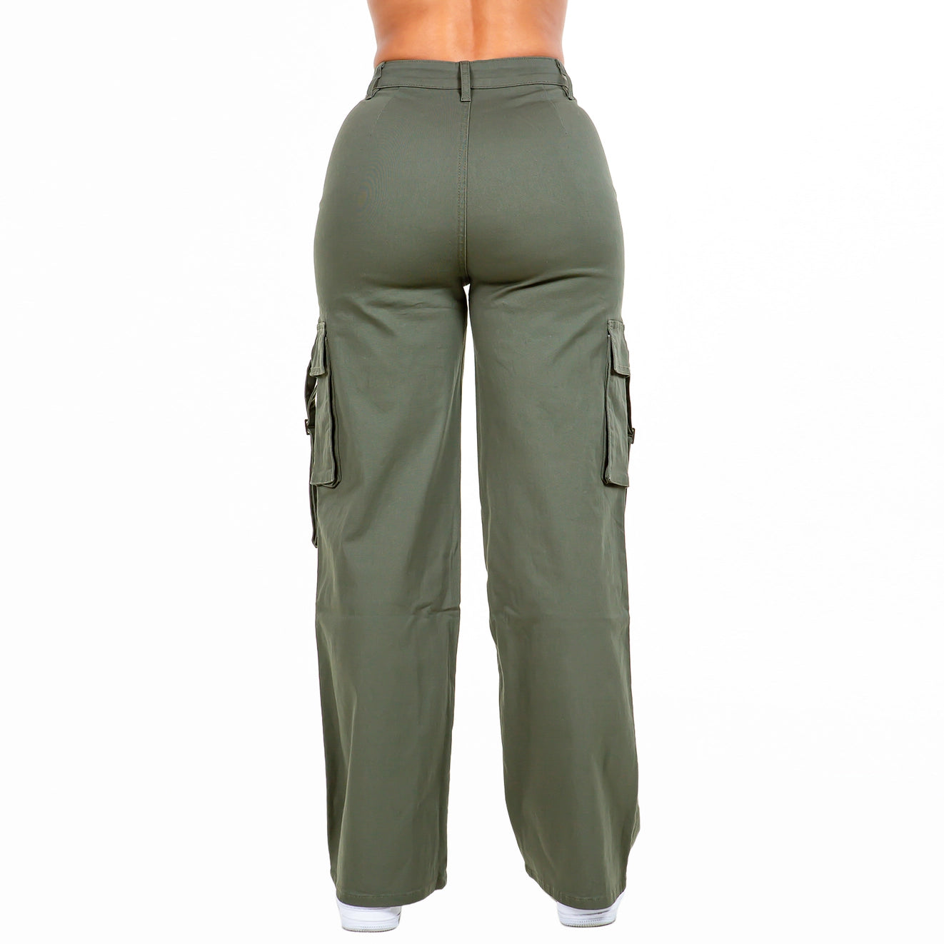 Pink, Olive and Black Cargo Pants, Wide-Leg, Trendy, Multiple Pockets, Tie Details, Casual