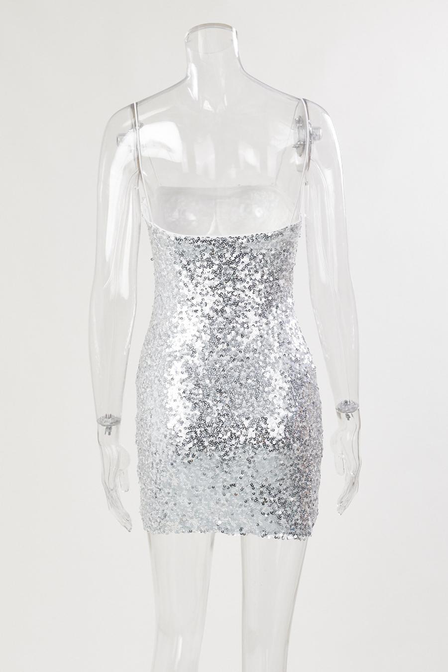 High quality sexy slight stretch sequined sling mini dress new add color