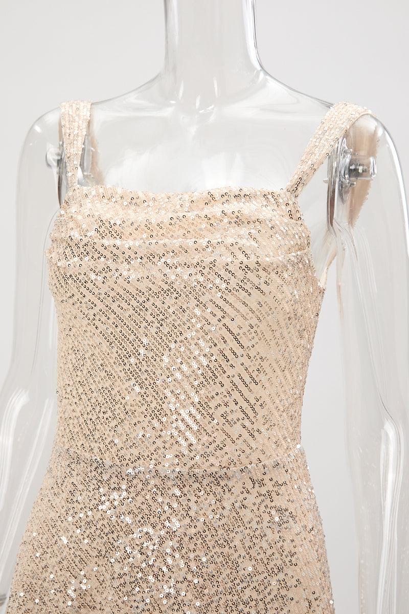 Sexy slight stretch high quality sling sequins bow decor mini dress