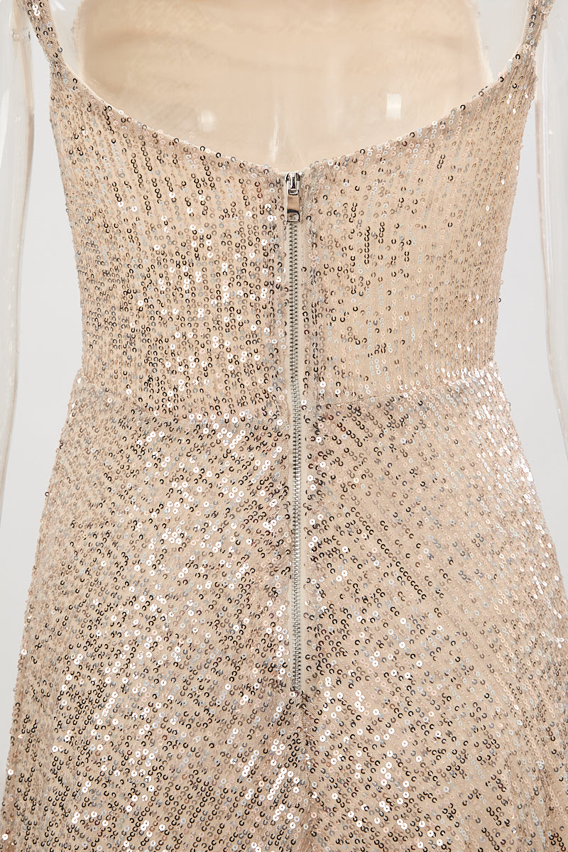 Sexy slight stretch high quality sling sequins bow decor mini dress