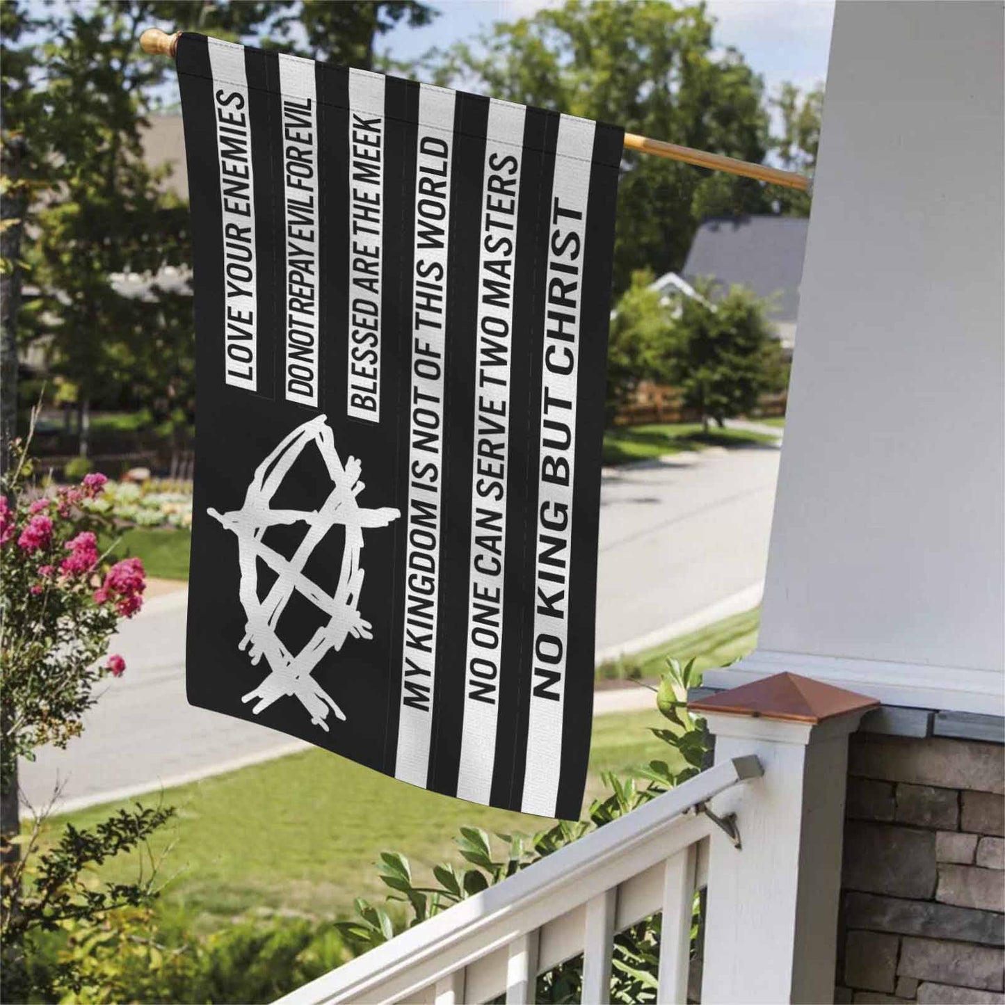 AnarchoChristian - No King But Christ Double-Sided Flag