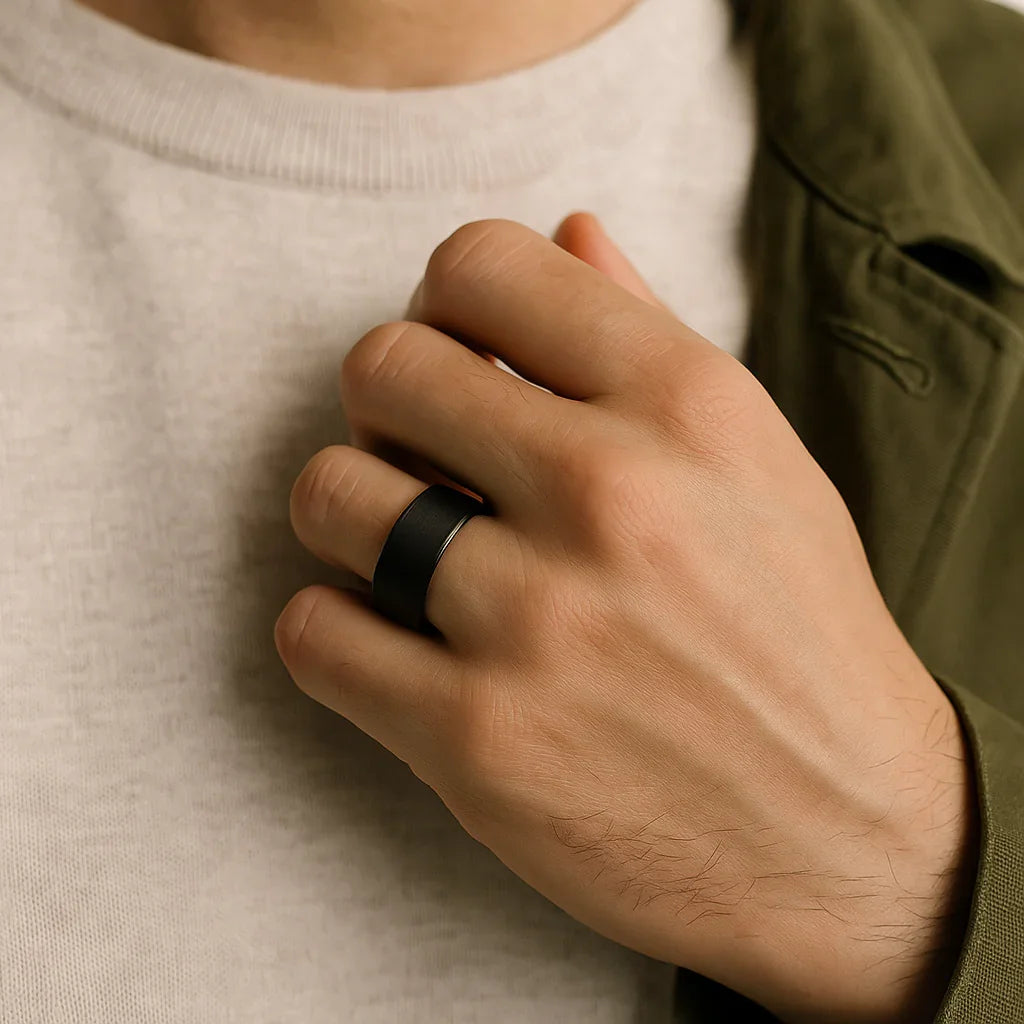 BALTIMORE Flat Black Tungsten Carbide Ring, Brushed Finish – 12mm