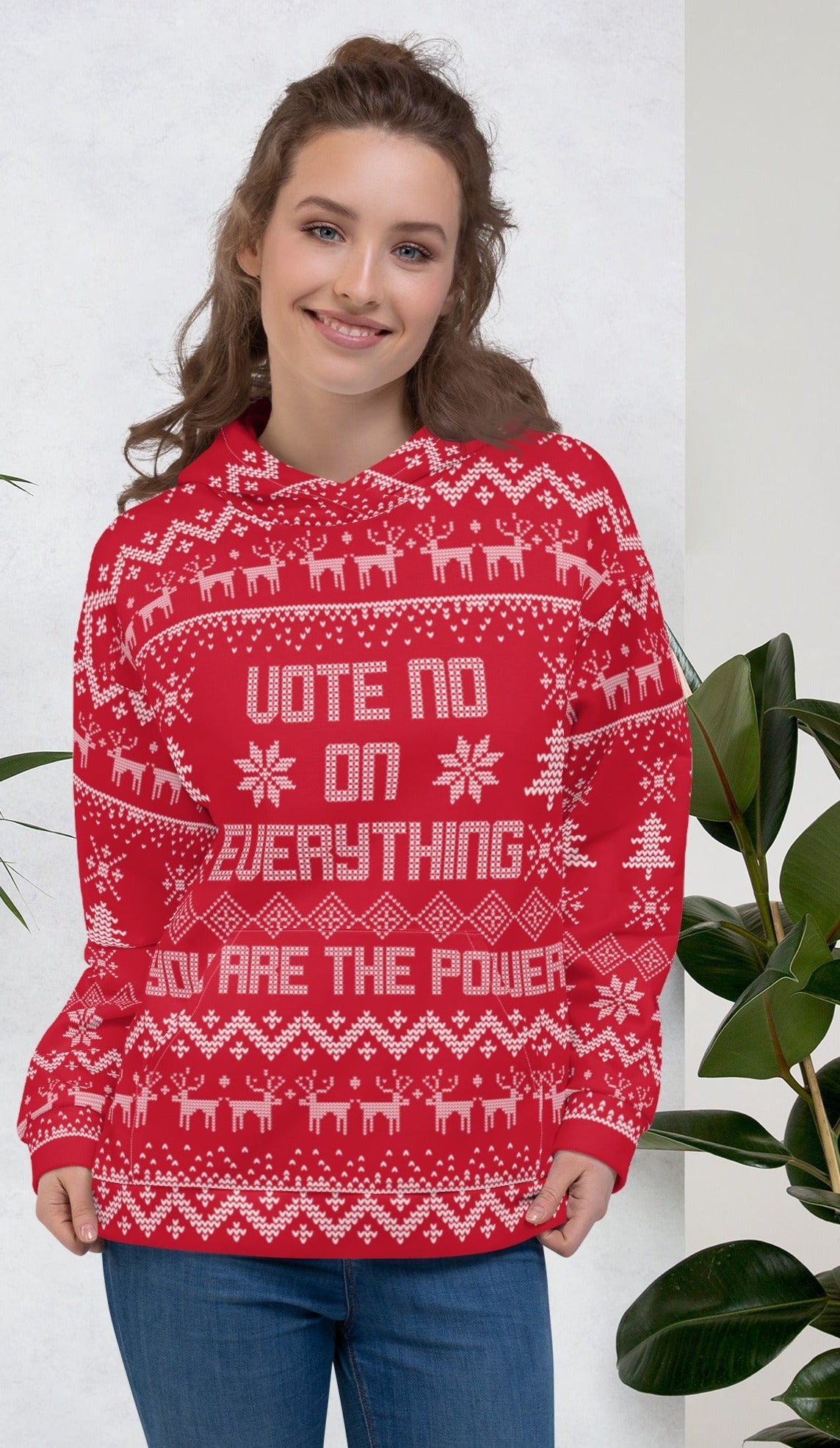 Vote NO on Everything Ugly Christmas Sweater Unisex Hoodie