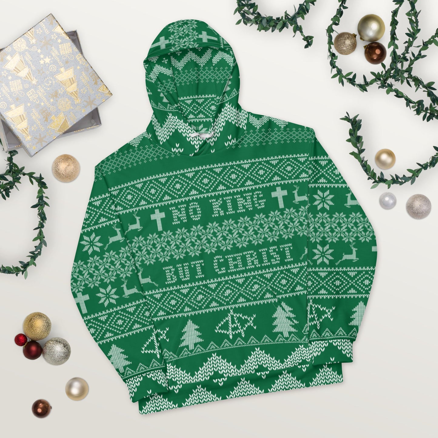 AnarchoChristian No King but Christ Unisex Ugly Christmas Sweater Hoodie