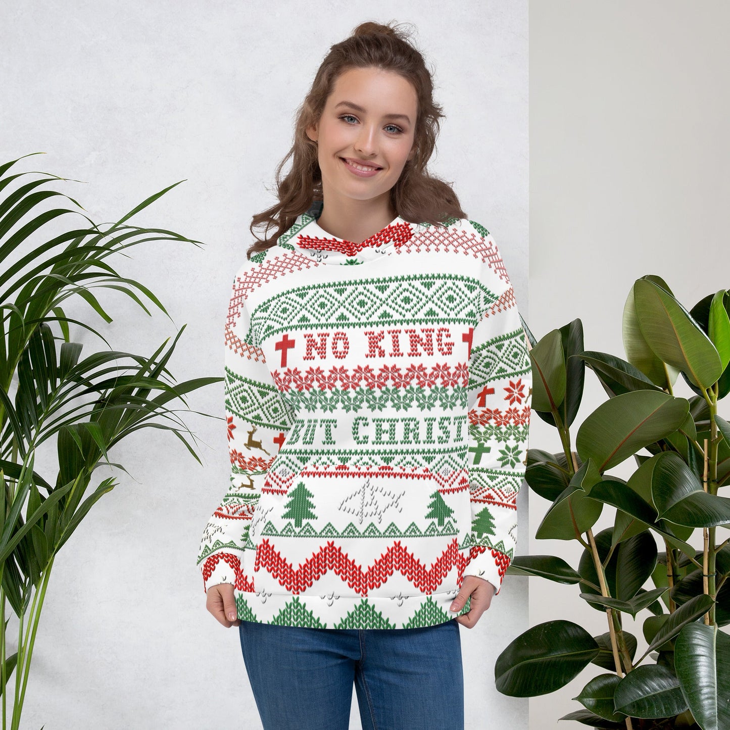 AnarchoChristian No King but Christ Unisex Ugly Christmas Sweater Hoodie