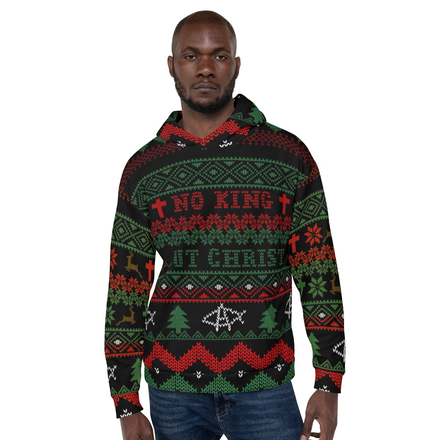 AnarchoChristian No King but Christ Unisex Ugly Christmas Sweater Hoodie