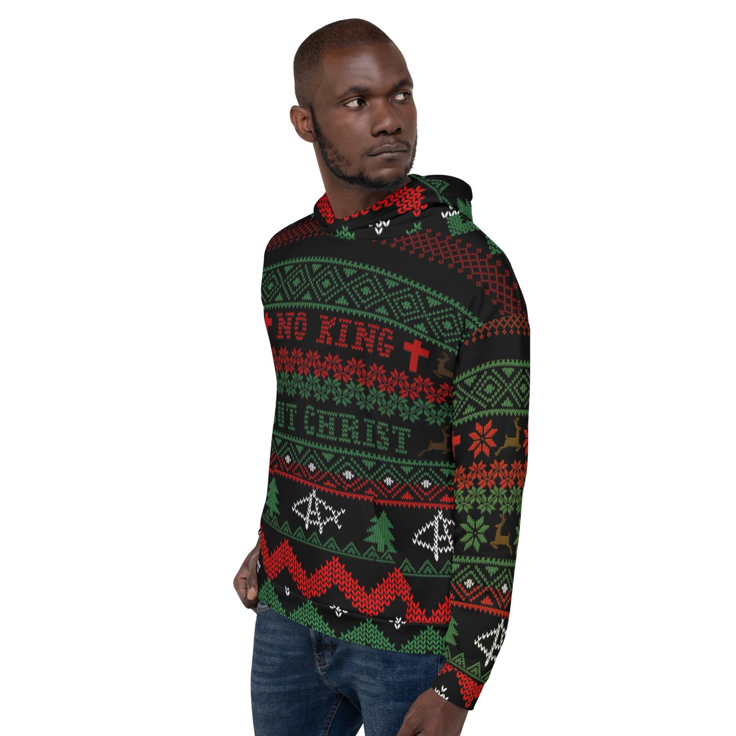 AnarchoChristian No King but Christ Unisex Ugly Christmas Sweater Hoodie