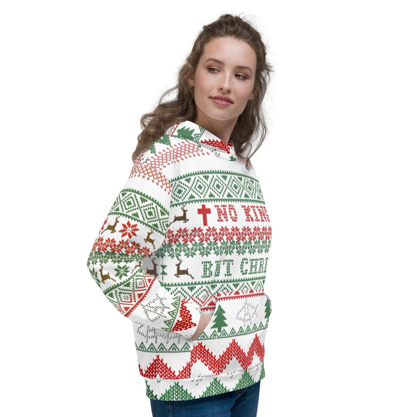 AnarchoChristian No King but Christ Unisex Ugly Christmas Sweater Hoodie