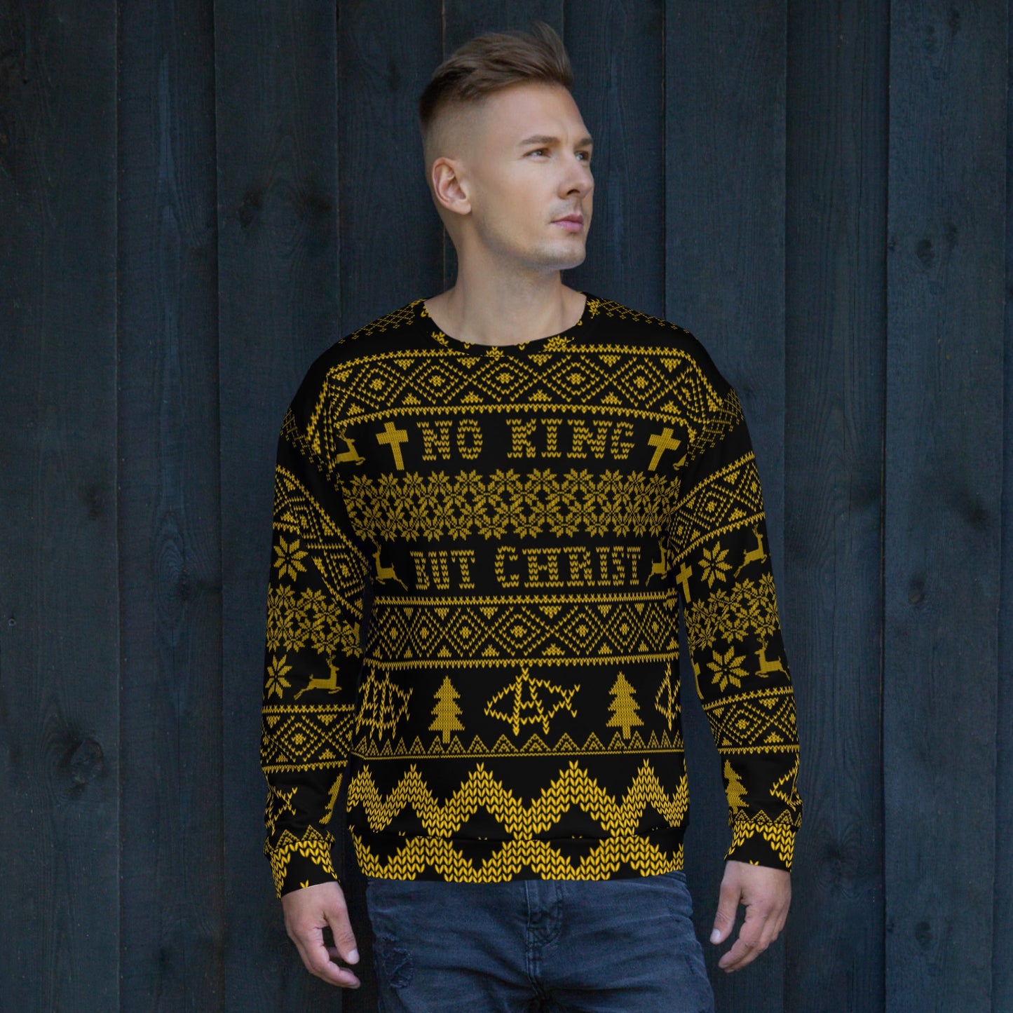 AnarchoChristian No King But Christ Ugly Christmas Unisex Sweatshirt