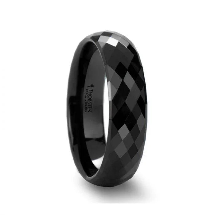 DRACO 288 Diamond Faceted Black Ceramic Ring - 2mm - 8mm