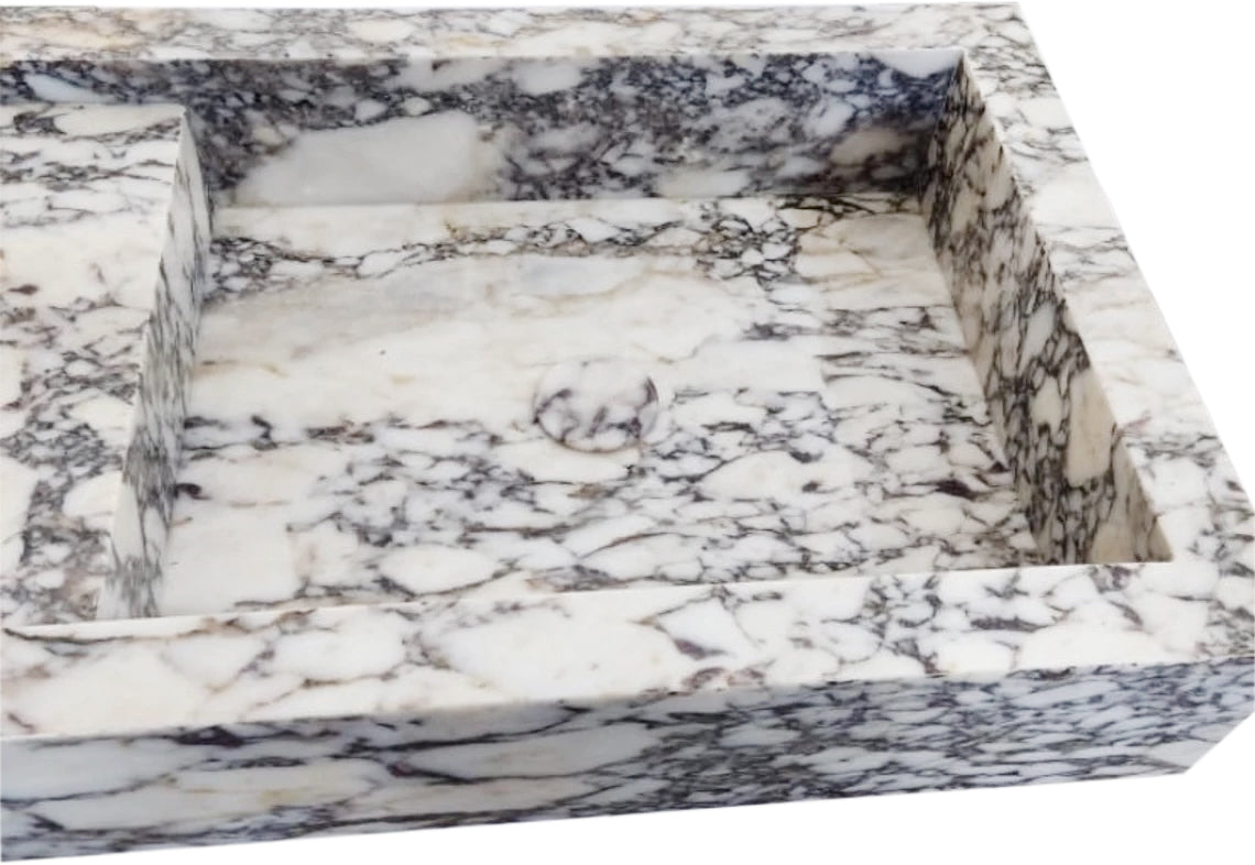 Calacatta Viola Marble Double Bathroom Sink Polished (W)19" (L)53" (H)6"
