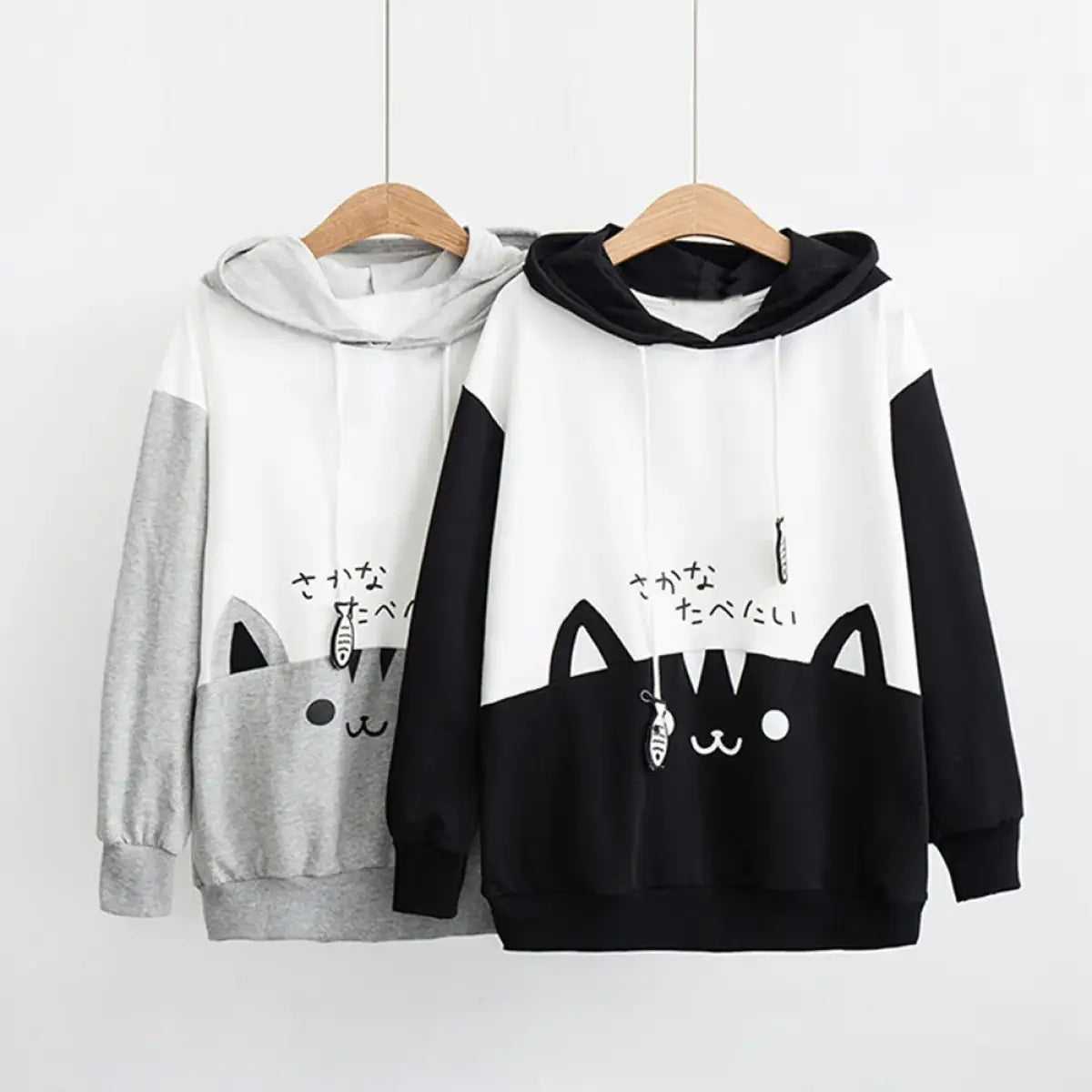 Casual Long Sleeve Cat Print Sweatshirt