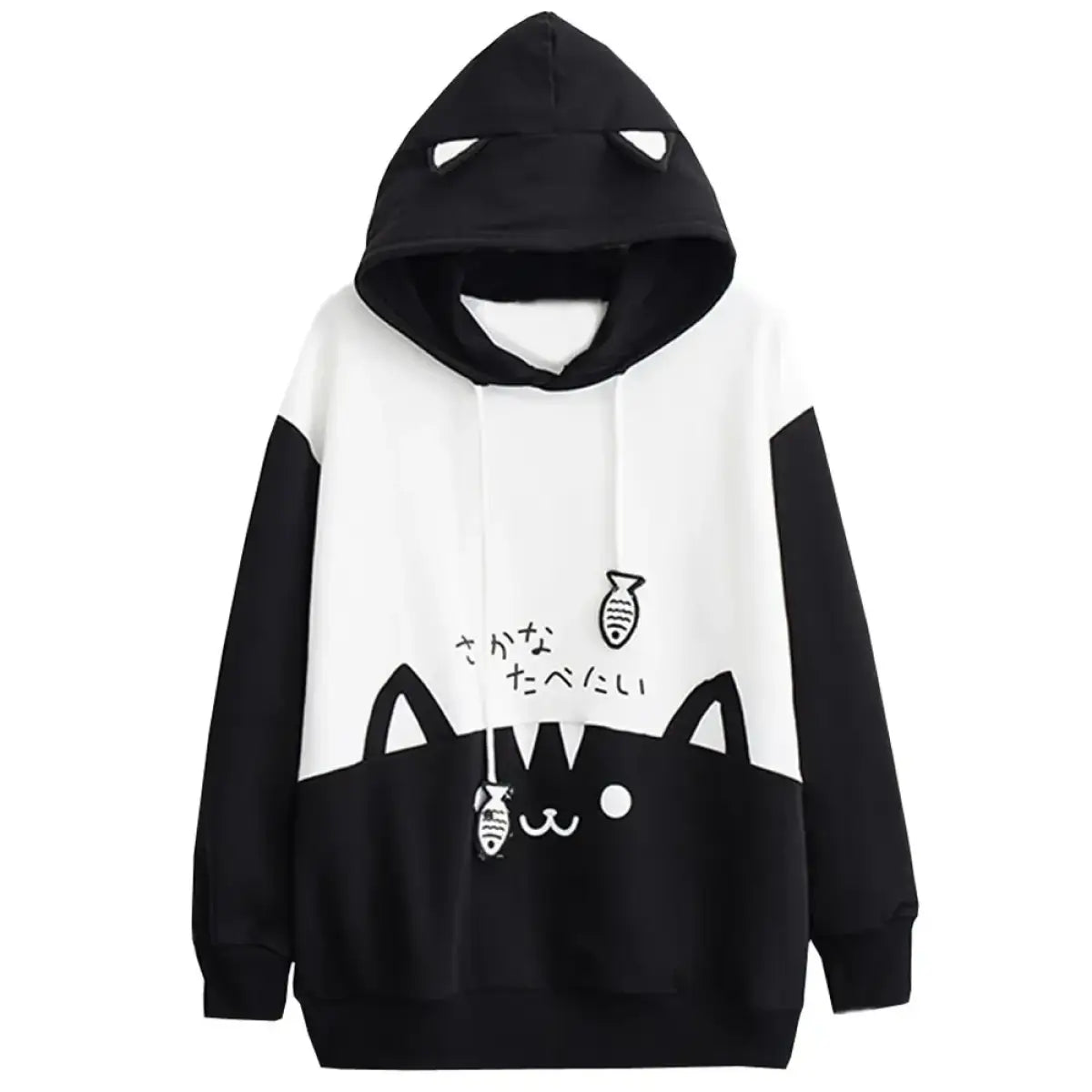 Casual Long Sleeve Cat Print Sweatshirt