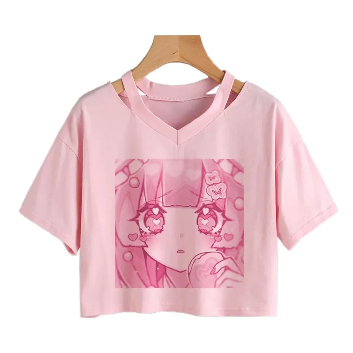 Cherry Blossom Dreams Crop Top ā Sweet Manga-Inspired Pink Tee